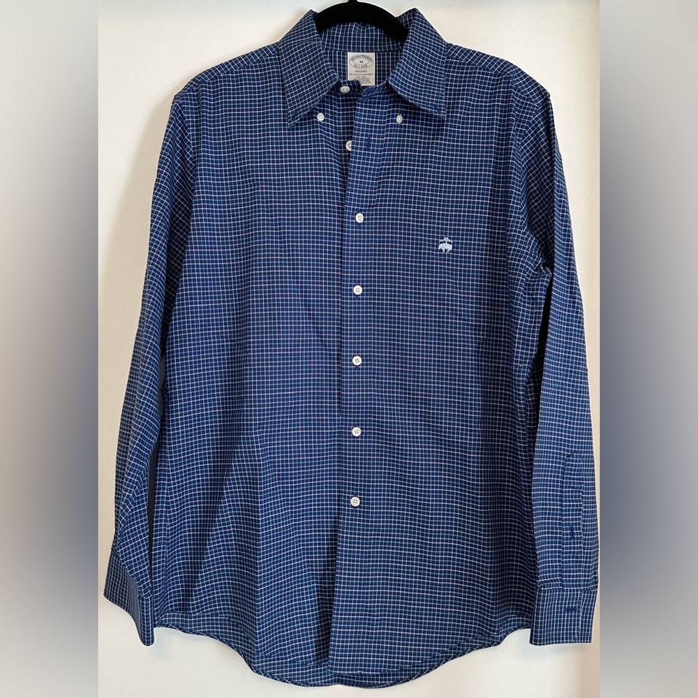 Brooks Brothers Regent Button Down, Blue Check Print, Medium